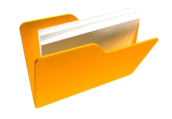 Yellow plastic folder with white sheets of paper inside Stock Vector