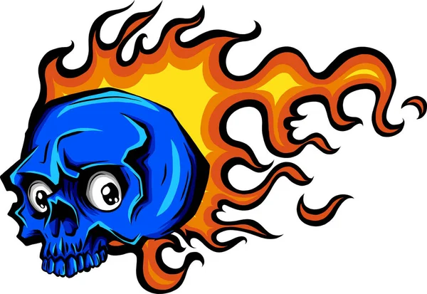 Skull on Fire with Flames Vector Illustration — Stock Vector