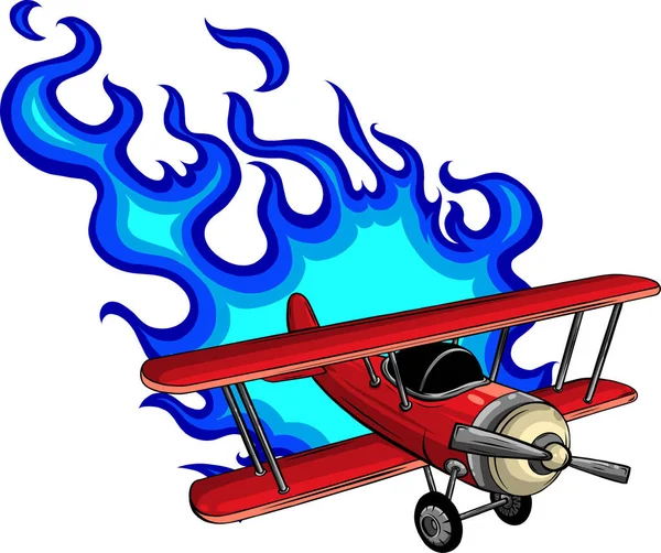 Ilustracja wektorowa sztuki projektowania płonącego samolotu — Wektor stockowy