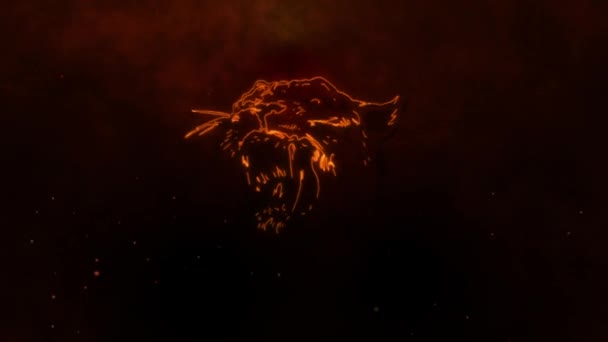 Видео голова пантера с огнем — стоковое видео