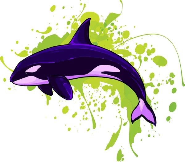 Espíritu Ballena Asesino Vector Salto Orca — Vector de stock