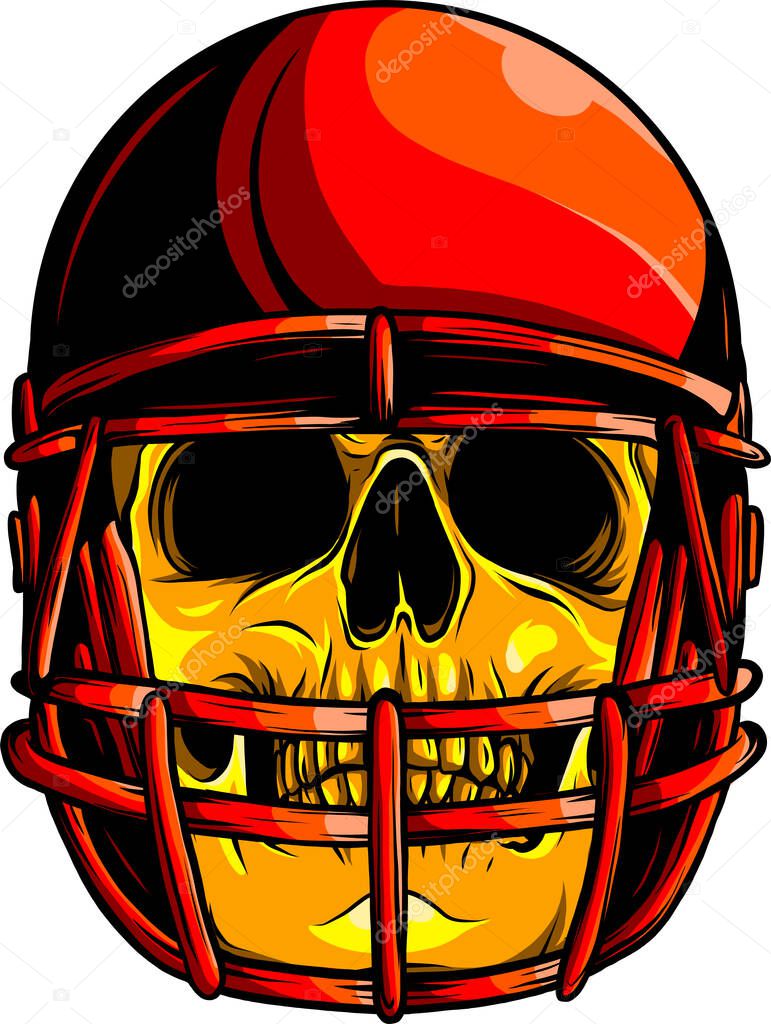 Skull in the football helmet. Vector vintage