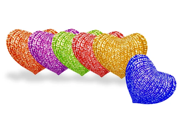 Fila de corações multicoloridos — Fotografia de Stock