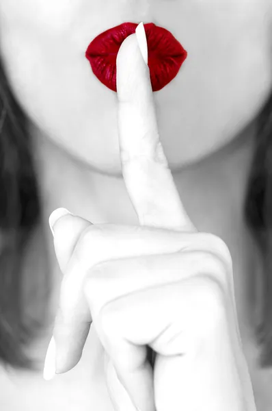 Red lips shh Stockfoto