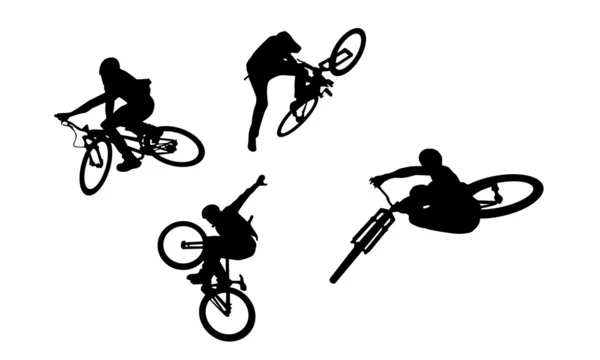 Silhouetten fietsen — Stockvector