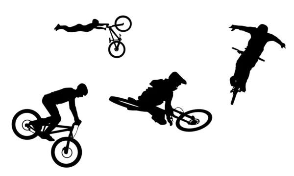 Silhouettes de vélo d'action — Image vectorielle