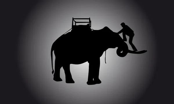 爬上大象的家伙 — 图库矢量图片
