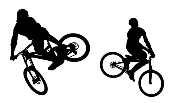 Silhouettes de vélo d'action — Image vectorielle