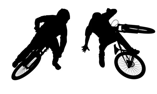 Silhouettes de vélo d'action — Image vectorielle