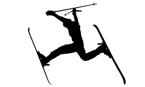 Akce lyžař silueta — Stockový vektor