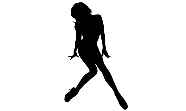 Sexy silhouet van een vrouw zitten — Stockvector