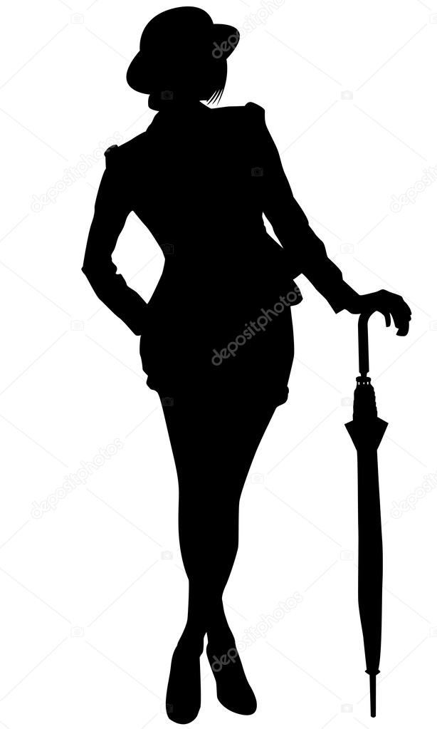 Silhouette of a woman with umbrella
