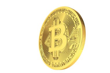 Bitcoin para beyaz arka planda izole. Altın bitcoin.3d illüstrasyon.