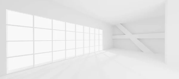 内部概念 隐秘的公司建设 白色建筑概念 艺术商业模板 3D迷幻术 — 图库照片