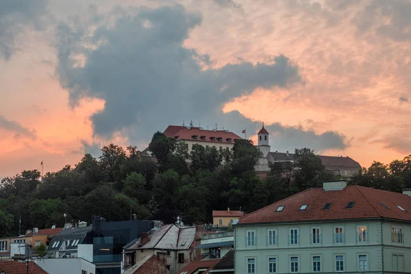 Castillo Spilberk Foto Brno Vista Ciudad República Checa Foto Panorámica —  Fotos de Stock