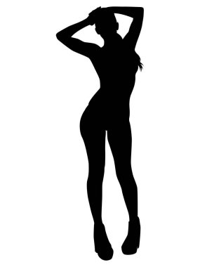 Vector sexy woman silhouette on high heels isolated on white background. EPS.
