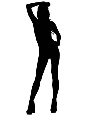 Vector sexy woman silhouette on high heels isolated on white background. EPS.