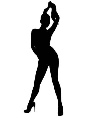 Vector sexy woman silhouette on high heels isolated on white background. EPS.