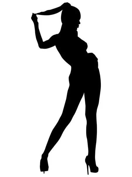 Vector Sexy Woman Silhouette High Heels Isolated White Background Eps - Stok Vektor