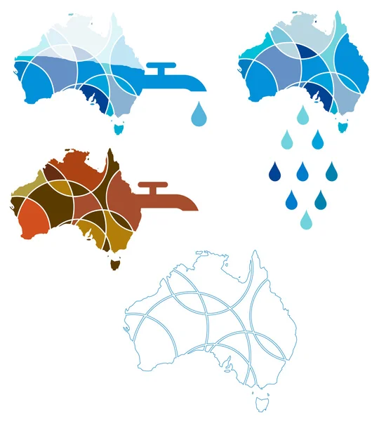 Icons depicting the water crisis in Australia — Stock Vector