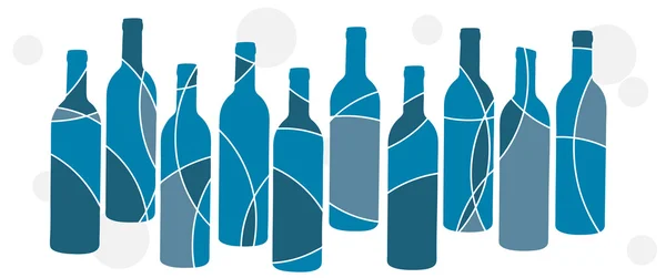 Blue abstract wijnfles achtergrond — Stockvector