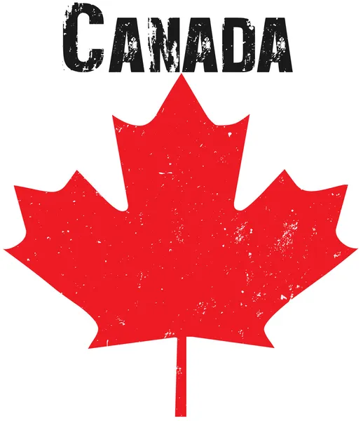 A grunge style canadian maple leaf with text — Stock Vector