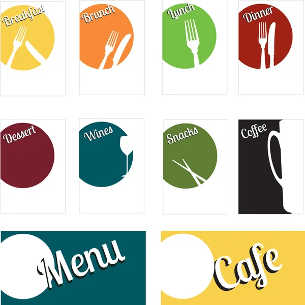 Um conceito de conjunto de menu divertido para uso em cafés ou comensais — Vetor de Stock