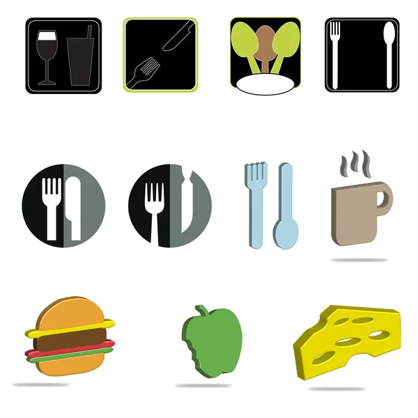 A set of varied food and drink icons — Stock Vector