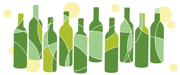 Een abstracte groene fles wijn ontwerp — Stockvector