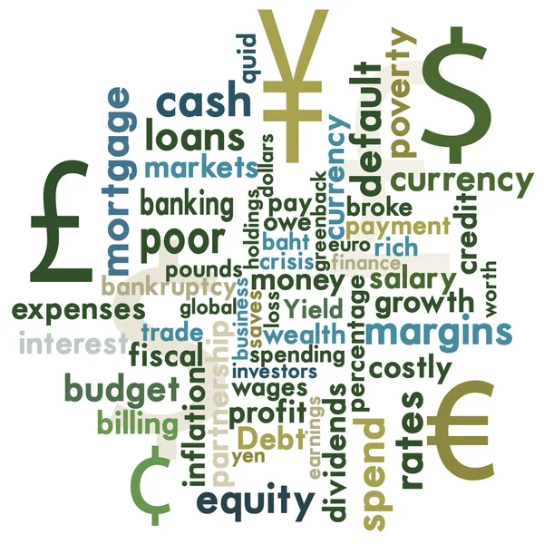 Dinero y palabra financiera gráfico — Archivo Imágenes Vectoriales