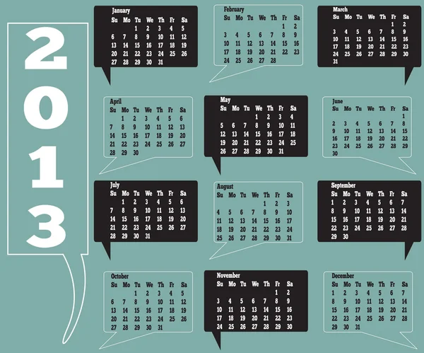スピーチの泡テーマ 2013年カレンダー — ストックベクタ