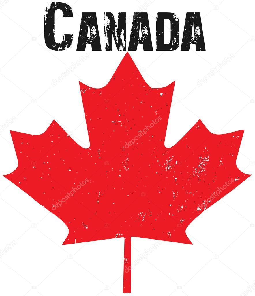 A grunge style canadian maple leaf with text