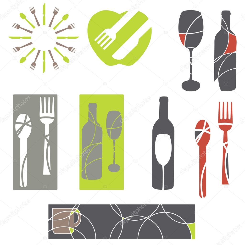 Catering icons and menu design elements