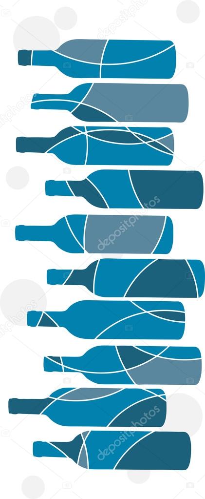 Abstract blue wine bottle background