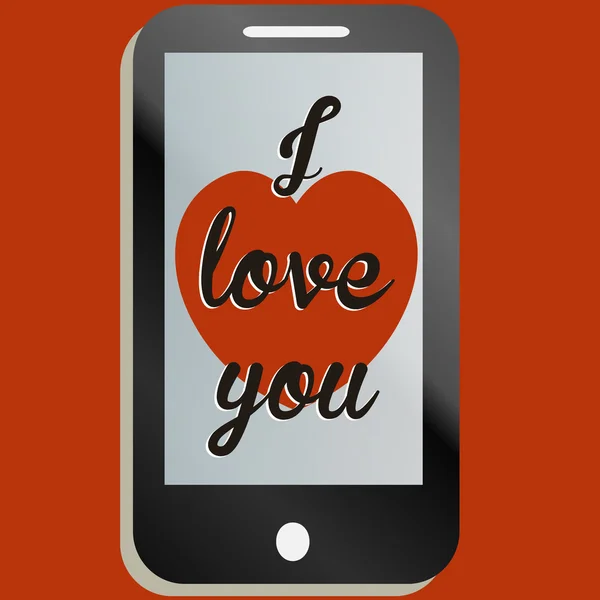 Um telefone celular Valentine mensagem de texto ilustração — Vetor de Stock