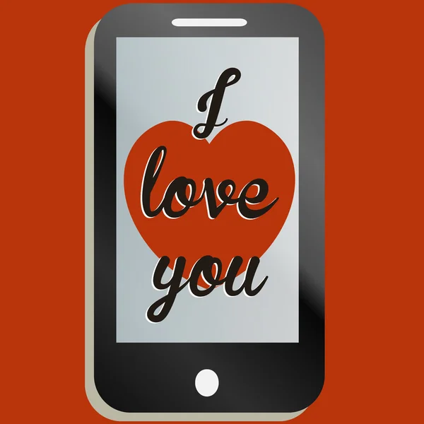 A mobile phone Valentine text message illustration — Stock Vector