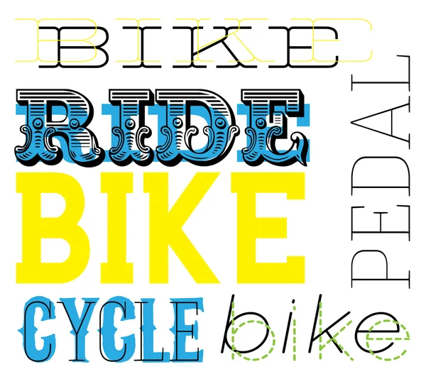 Bold and bright text based cycling graphic — Stock Vector