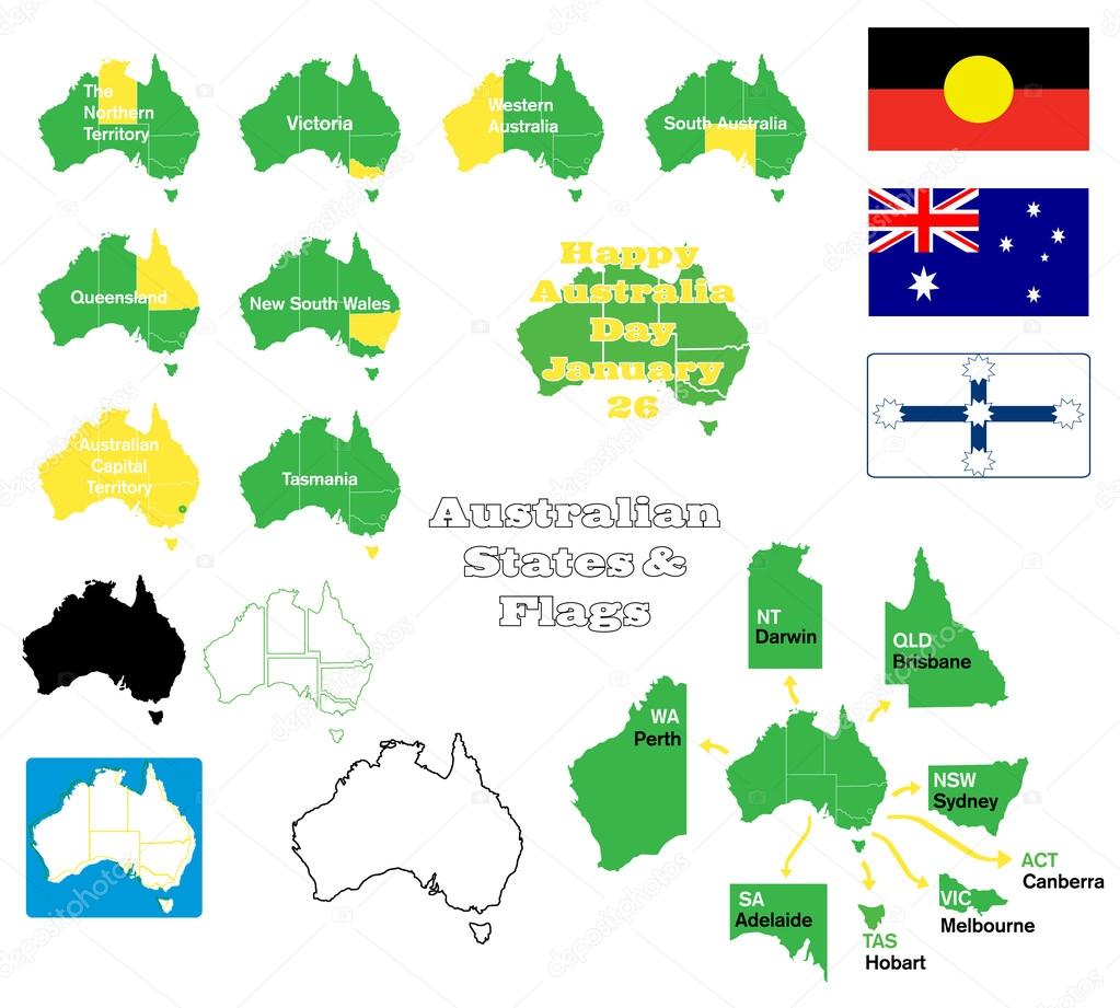 Flags, maps and states of Australia