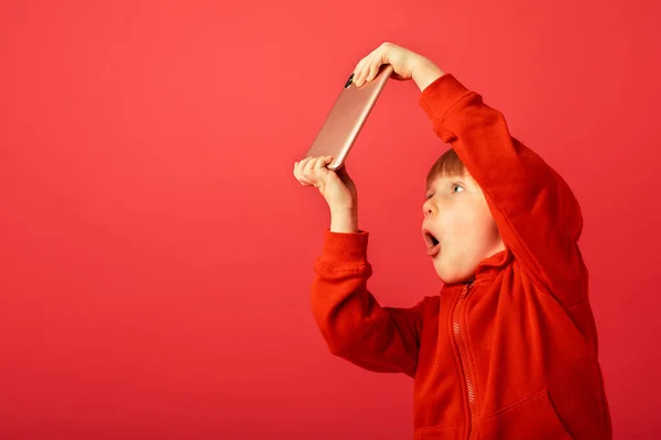 Koncept Dětské Závislosti Telefonu Smartphonu Sociální Síti Dětství Komunikace Internetu — Stock fotografie