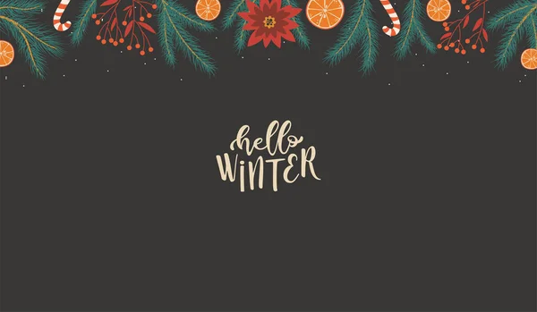 Hallo Winter Hintergrund Mit Weihnachtsdekoration — Stockvektor