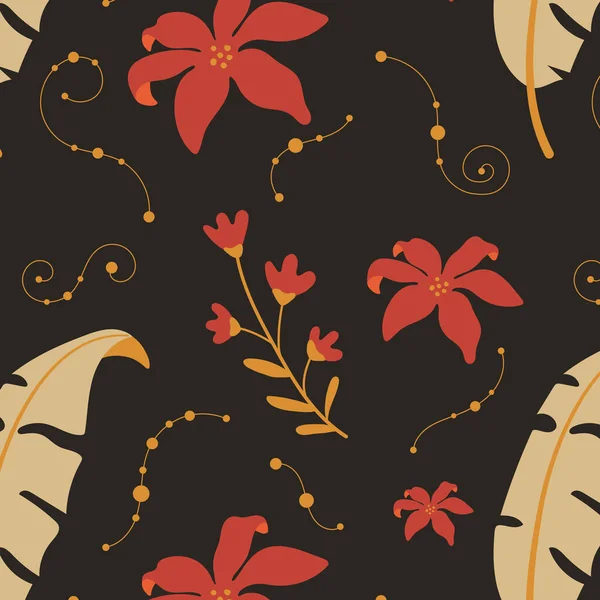 Feuillage Abstrait Exotique Motif Floral Sans Couture Illustration Vectorielle — Image vectorielle