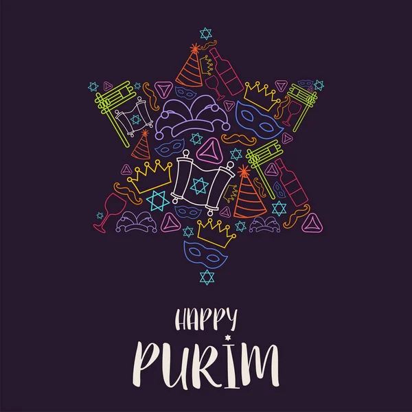 Feliz Tarjeta Felicitación Del Día Purim Ilustración Vectorial — Archivo Imágenes Vectoriales