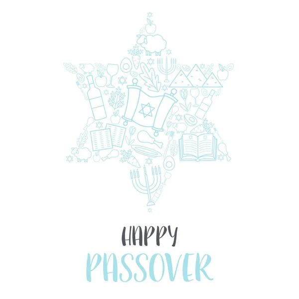 Χαρούμενη Ευχετήρια Κάρτα Ημέρας Passover Pesach — Διανυσματικό Αρχείο