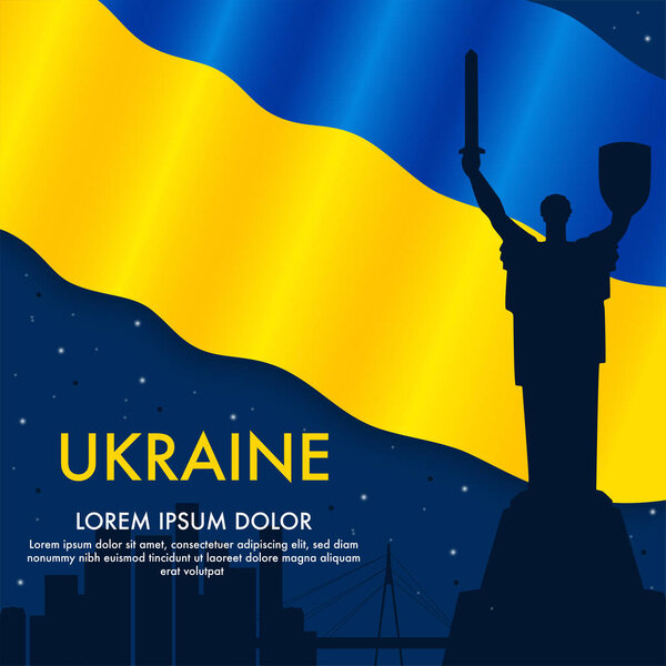 Карточка с концептуальным фоном флага Украины с пространством для текста