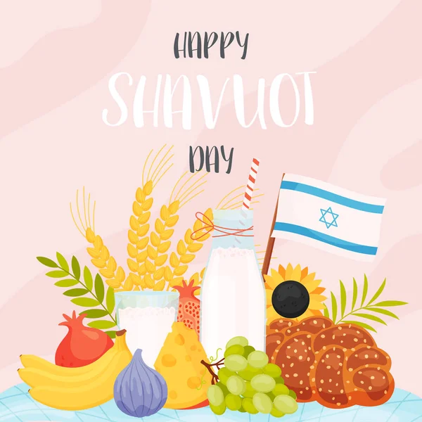 Conceptul Happy Shavuot Day Felicitări Traducere Din Textul Ebraic Happy — Vector de stoc