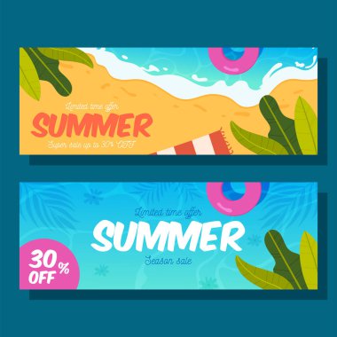 Yaz indirimi broşür seti. Vektör illüstrasyon kavramı.