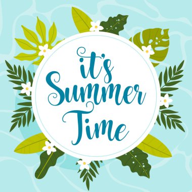 Yaz saati kartı. Vektör illüstrasyonu.