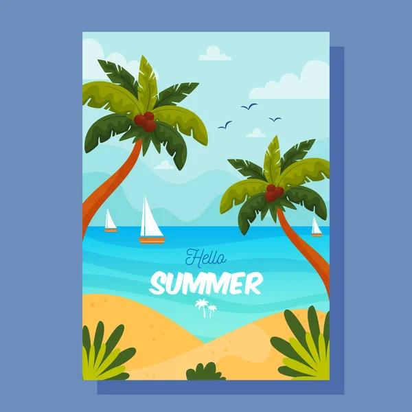 Hallo Zomerkaart Vectorillustratieconcept — Stockvector