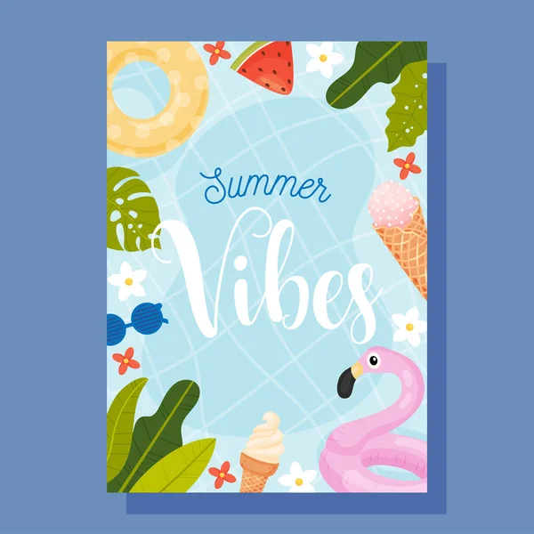 Carte Flyer Summer Vibes Concept Illustration Vectorielle — Image vectorielle