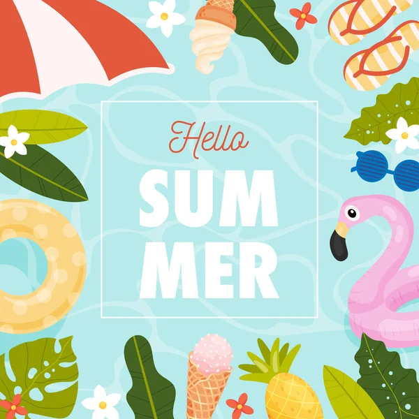 Ciao Summer Card Concetto Illustrazione Vettoriale — Vettoriale Stock